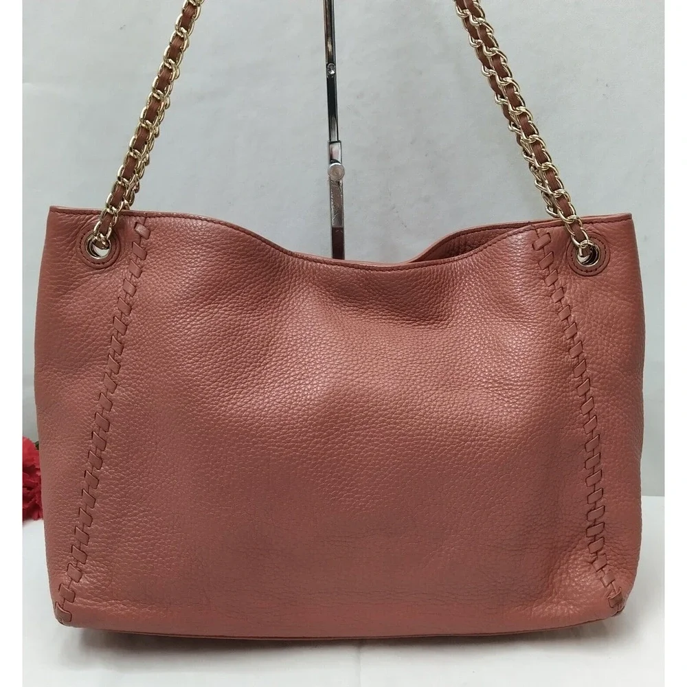 Tory Burch Pink Pebbled Leather Chain Strap Crossbody Shoulder Bag